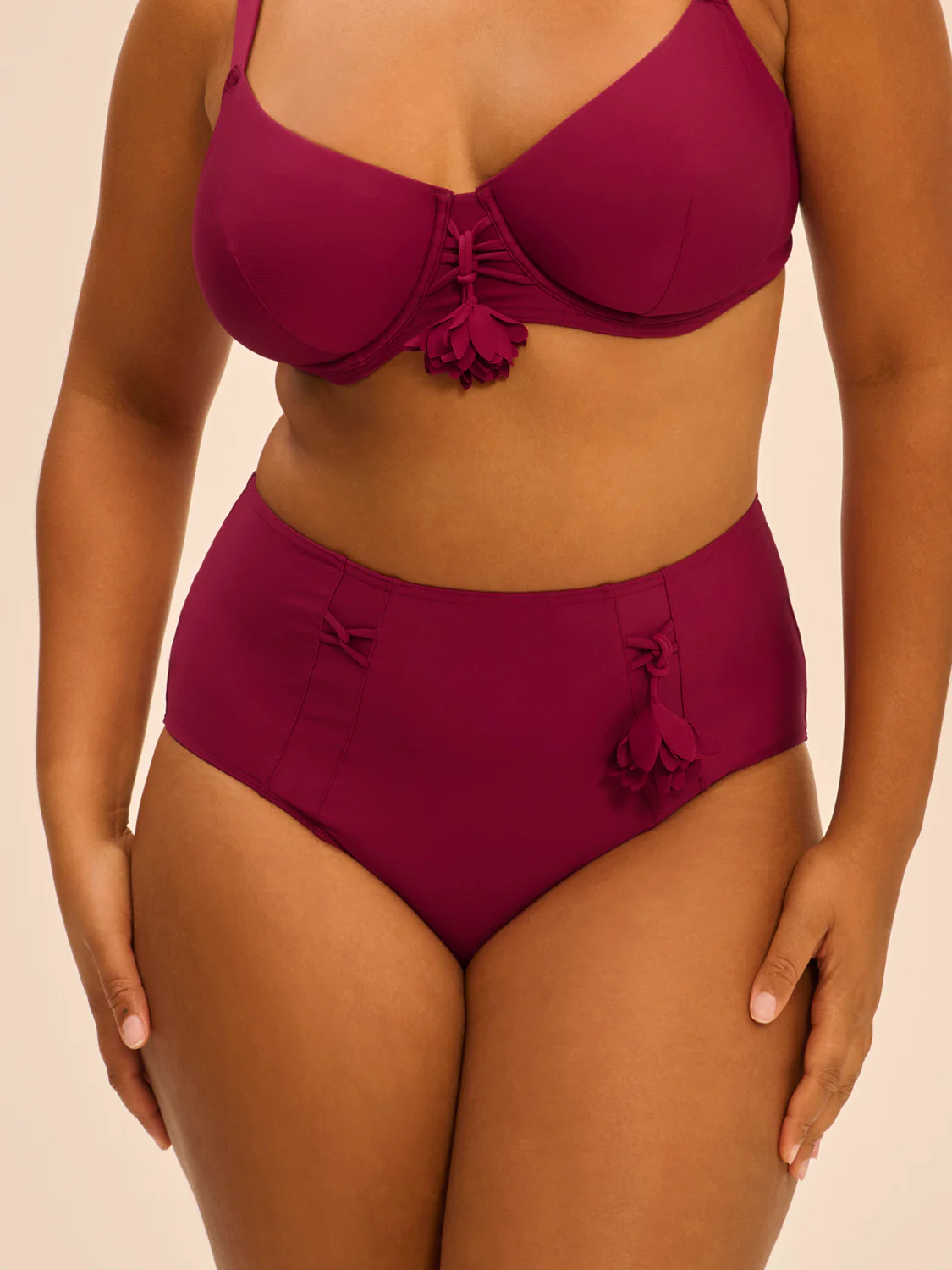 Culotte de bain taille haute - Cassis - Image 6