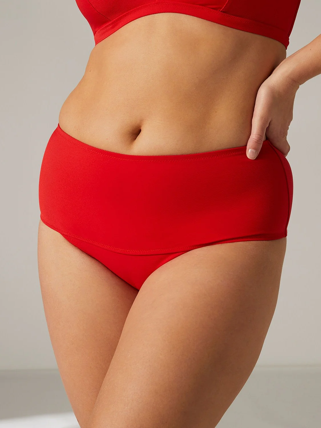 Culotte de bain taille haute - Cherry