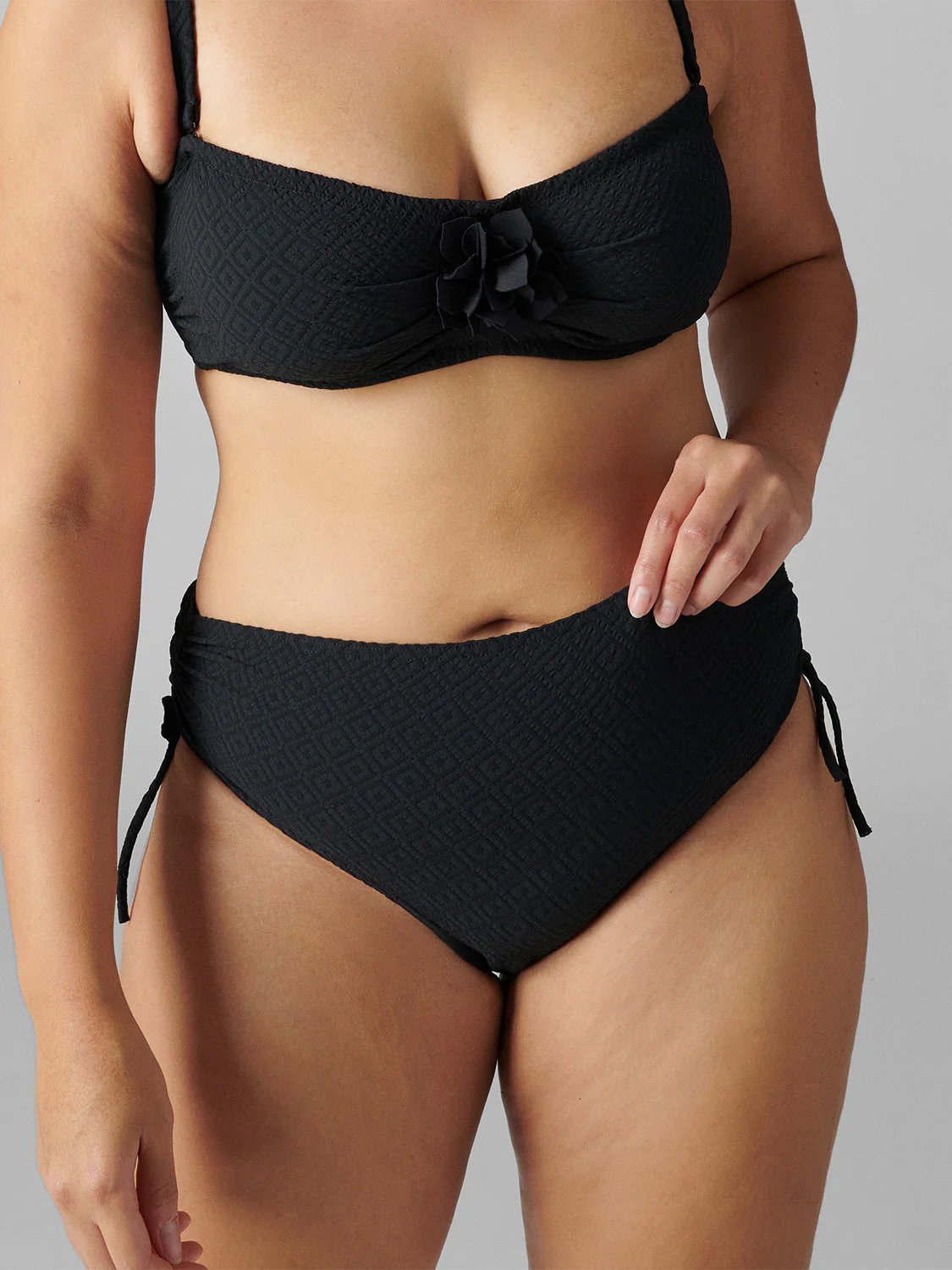 Culotte de bain taille haute - Noir - Image 3