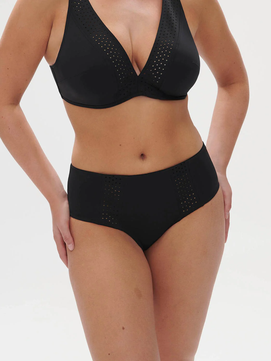 Culotte de bain taille haute - Noir - Image 3