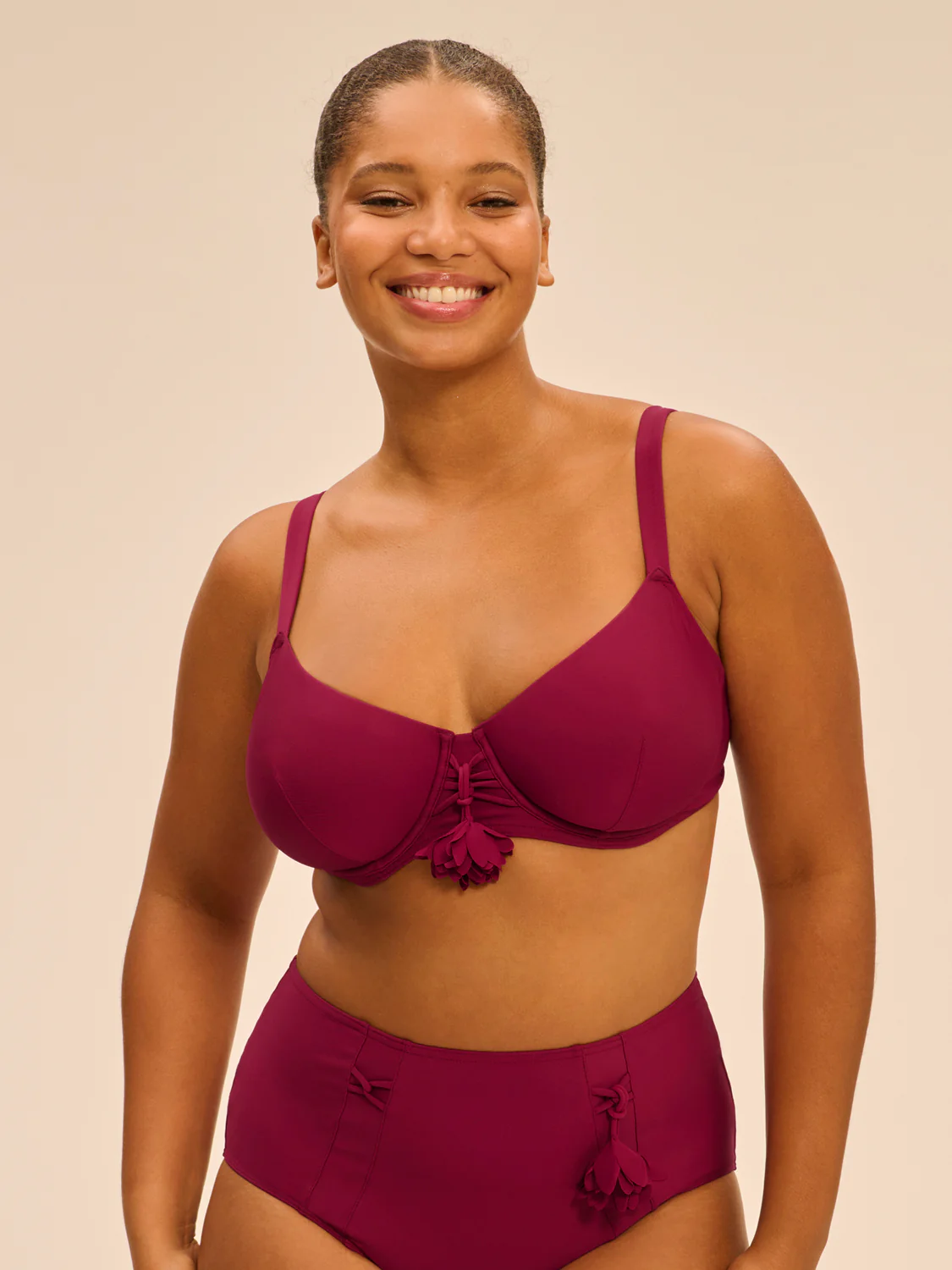 Haut de maillot de bain avec armatures - Cassis