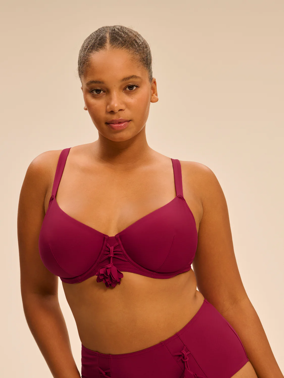 Haut de maillot de bain avec armatures - Cassis - Image 2