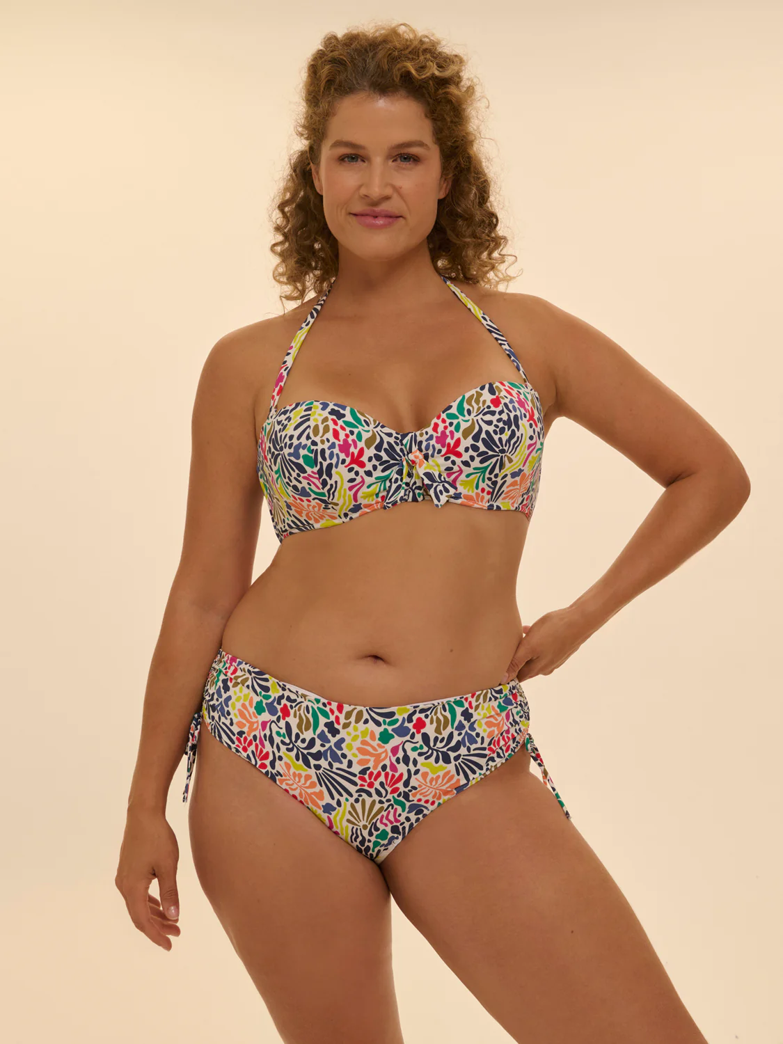 Haut de maillot de bain bandeau à coque - Imprimé tropico blanc - Image 10