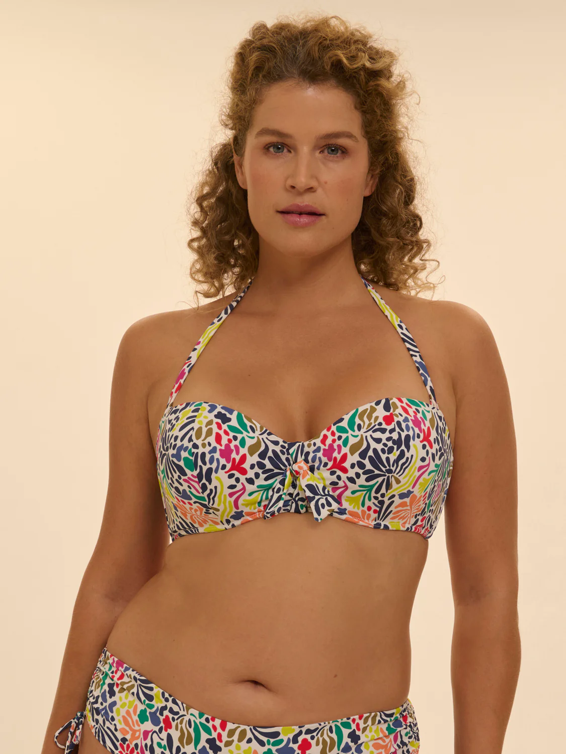 Haut de maillot de bain bandeau à coque - Imprimé tropico blanc - Image 6
