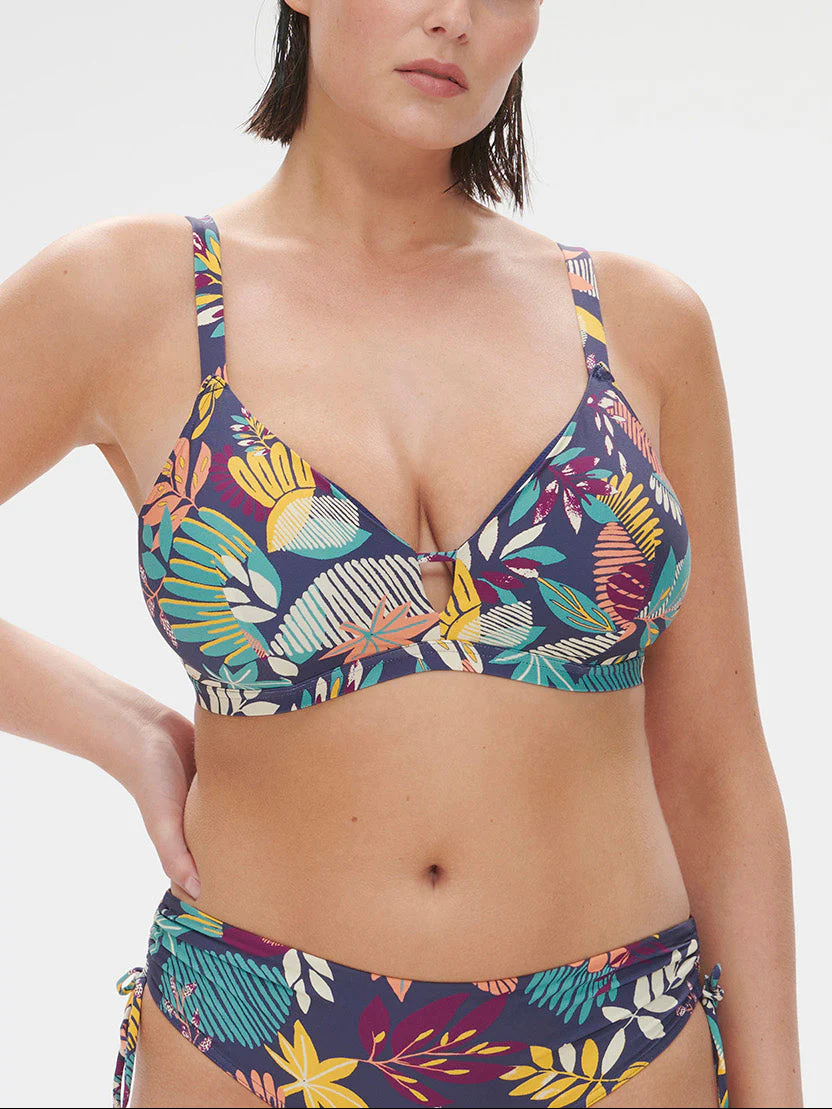 Haut de maillot de bain triangle avec armatures cachées - Imprimé Bleu Seaside - Image 3