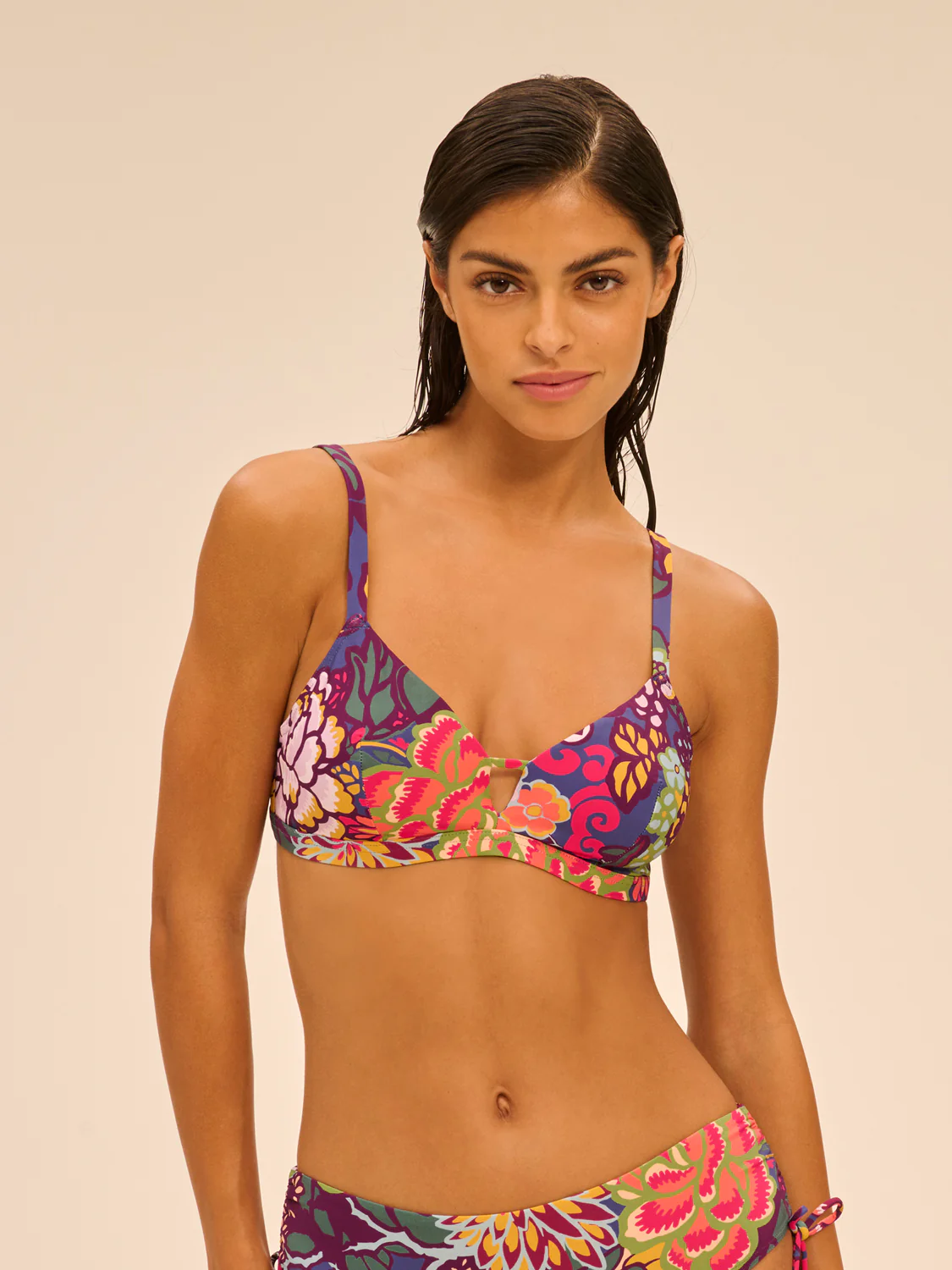 Haut de maillot de bain triangle avec armatures cachées - Imprimé Bloom