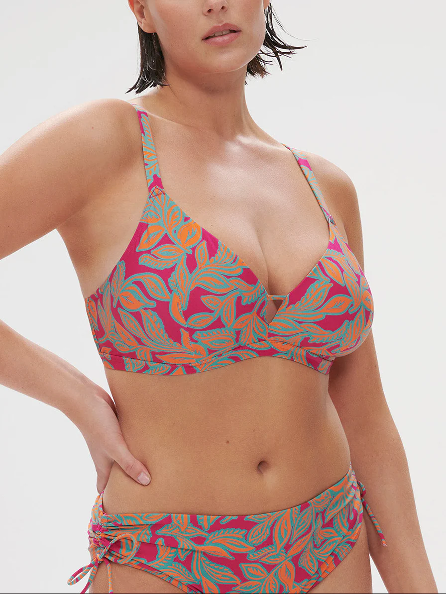 Haut de maillot de bain triangle avec armatures cachées - Imprimé Rose Ménara - Image 3
