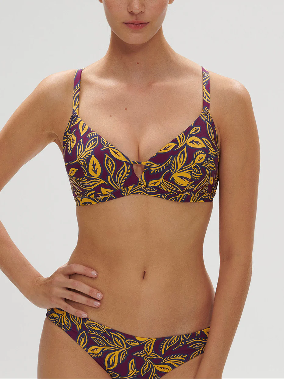 Haut de maillot de bain triangle avec armatures cachées - Imprimé Violet Agadir