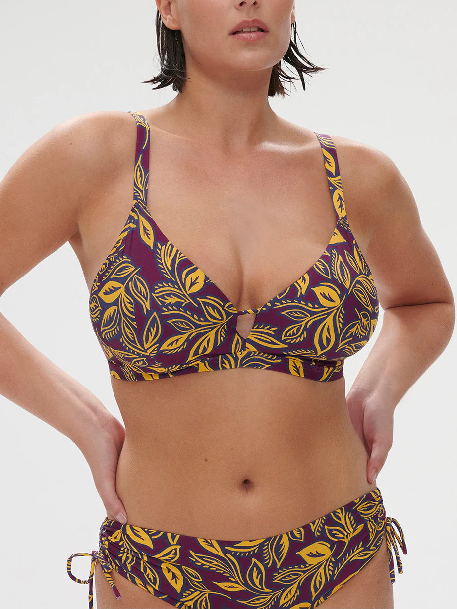 Haut de maillot de bain triangle avec armatures cachées - Imprimé Violet Agadir - Image 3