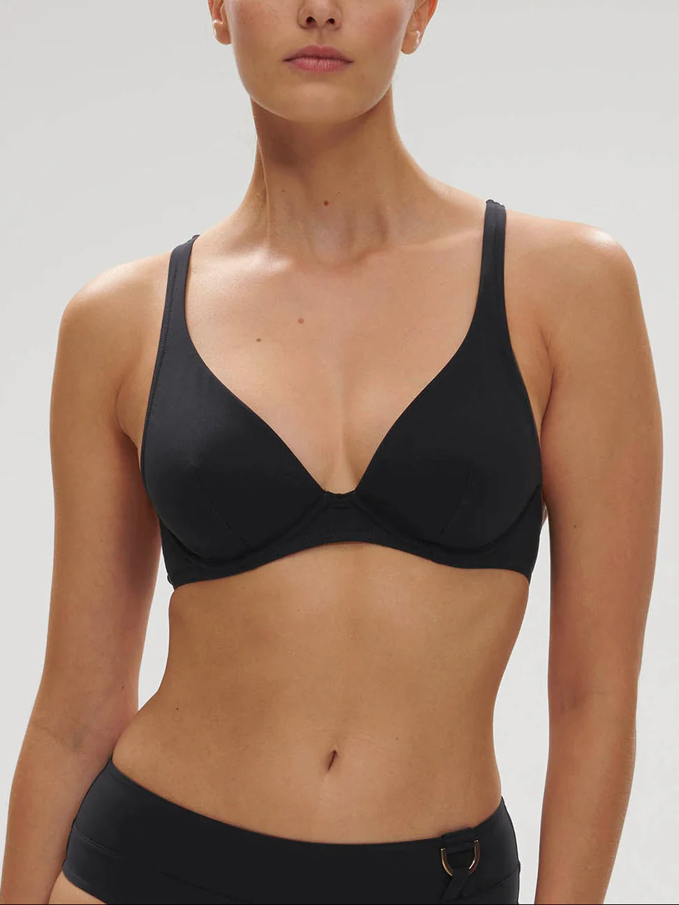 Haut de maillot de bain triangle avec armatures - Noir