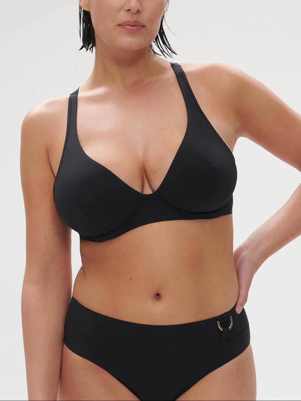 Haut de maillot de bain triangle avec armatures - Noir - Image 3