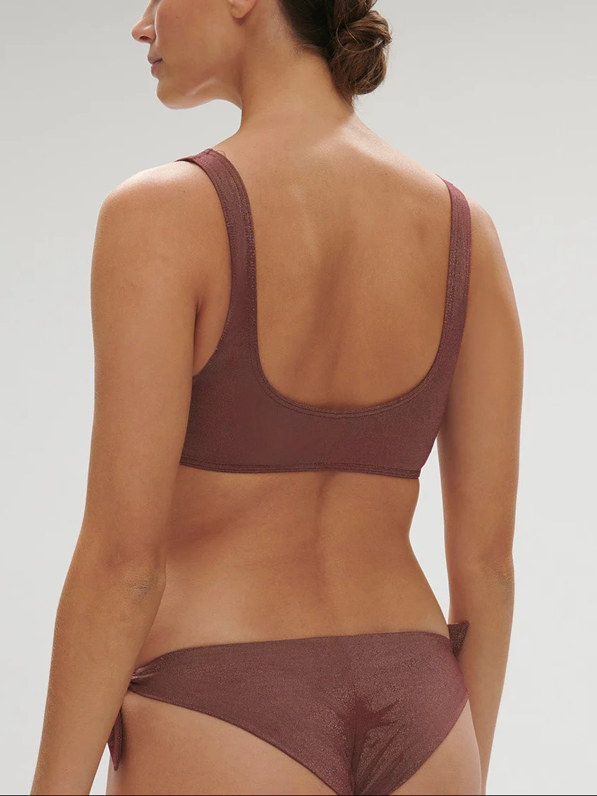 Haut de maillot de bain triangle sans armature - Lurex Dark Purple - Image 3