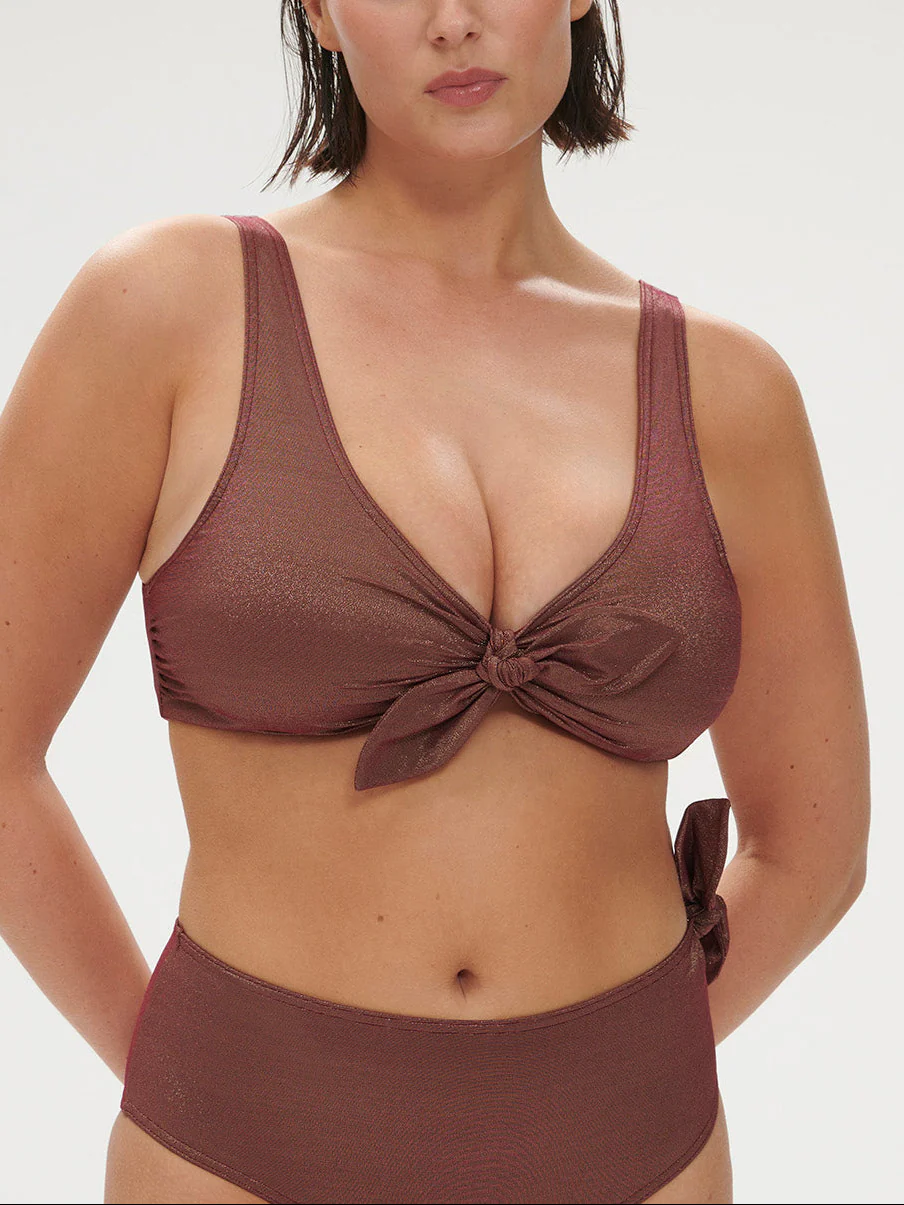 Haut de maillot de bain triangle sans armature - Lurex Dark Purple - Image 4