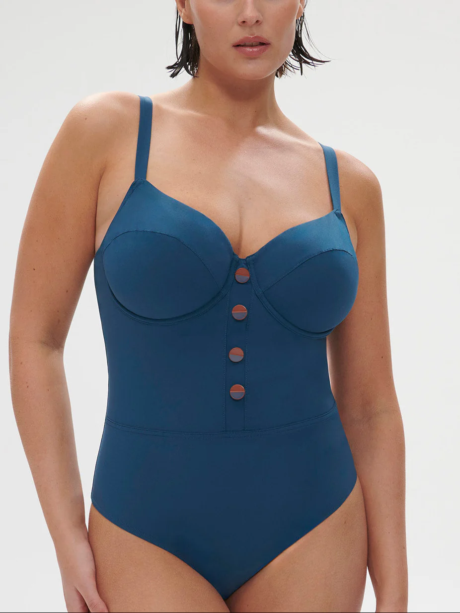 Maillot de bain 1 pièce de bain avec armatures - Bleu mystère - Image 4