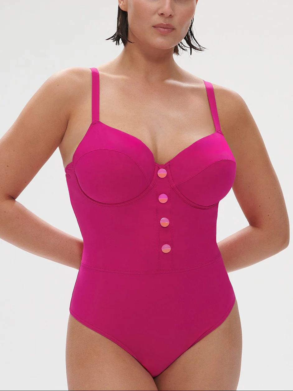 Maillot de bain 1 pièce de bain avec armatures - Rose Hibiscus - Image 3