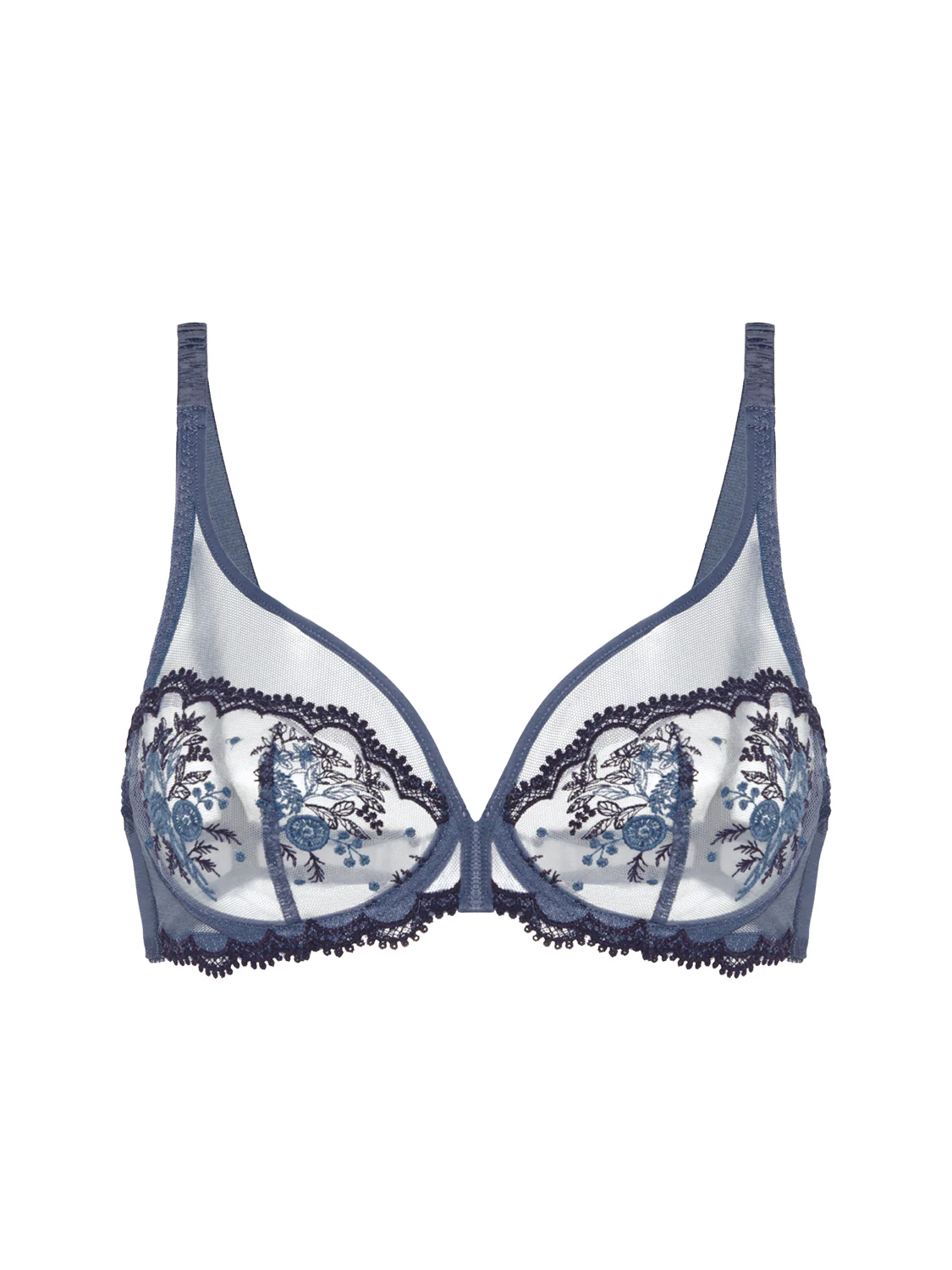 Soutien-gorge avec armature décolleté plongeant - Bleu Cendre - Image 7