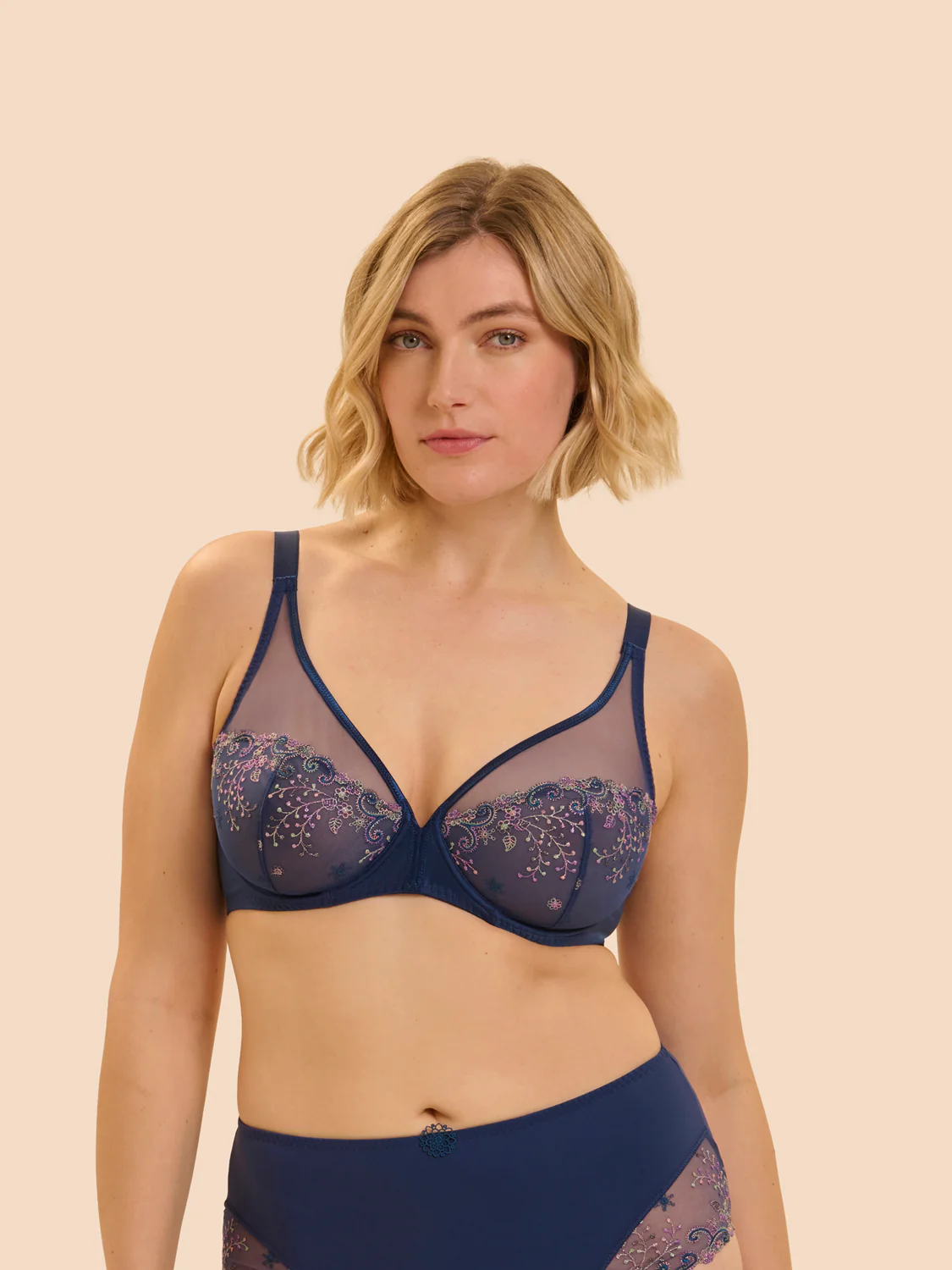 Soutien-gorge avec armature décolleté plongeant - Bleu Rainbow