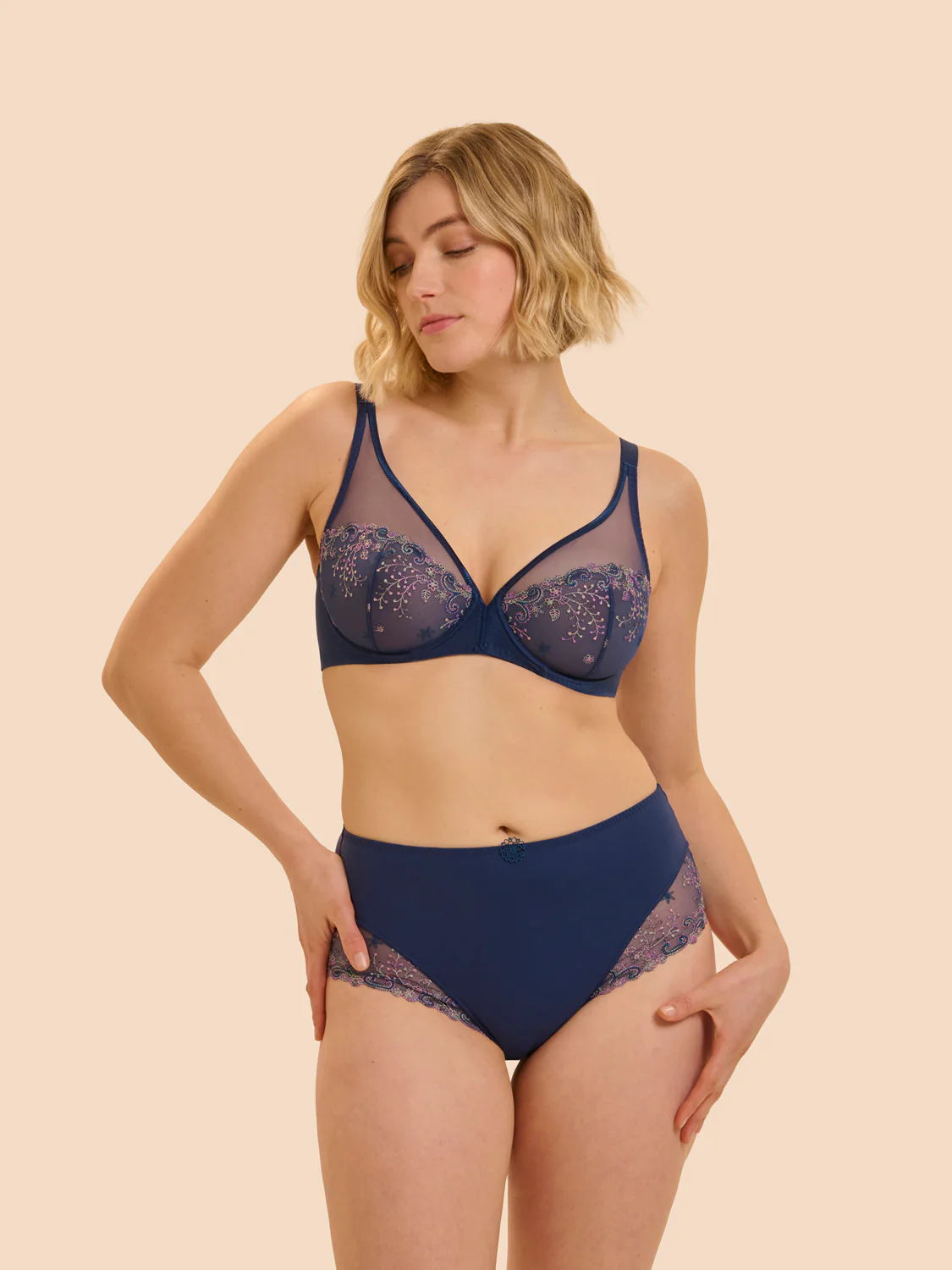 Soutien-gorge avec armature décolleté plongeant - Bleu Rainbow - Image 3