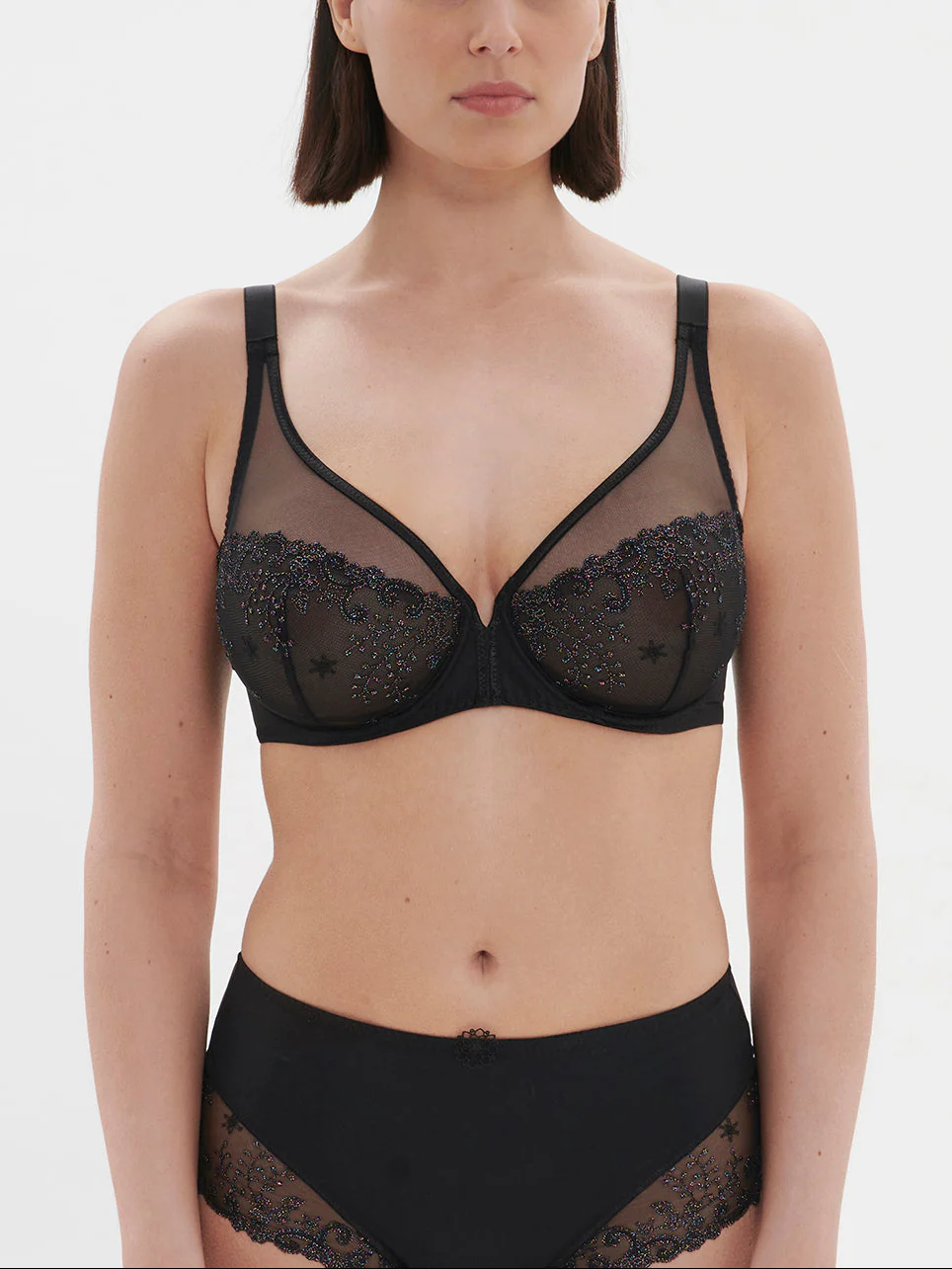 Soutien-gorge avec armature décolleté plongeant - Noir Gem - Image 4
