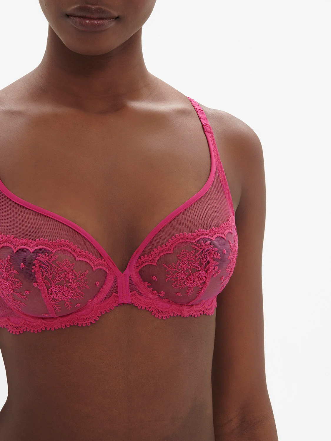Soutien-gorge avec armature décolleté plongeant - Rose disco - Image 2