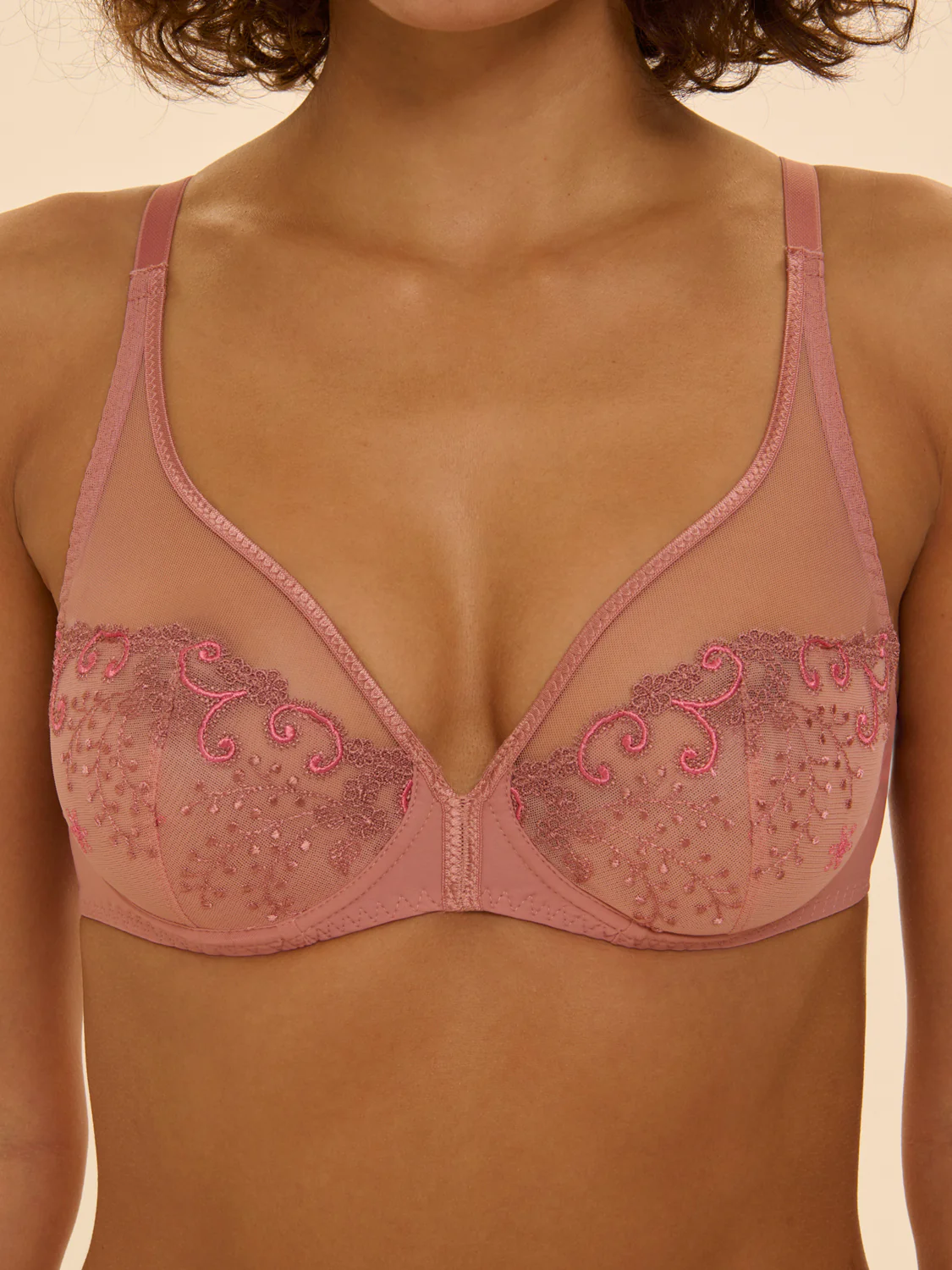 Soutien-gorge avec armature décolleté plongeant - Rose Fumé - Image 2