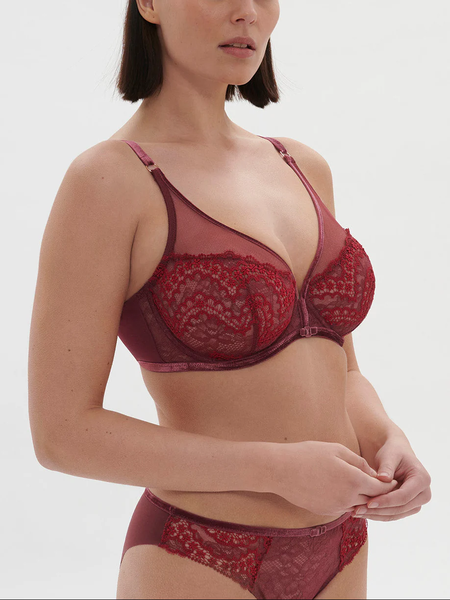 Soutien-gorge avec armature décolleté plongeant - Rouge Spinelle - Image 4