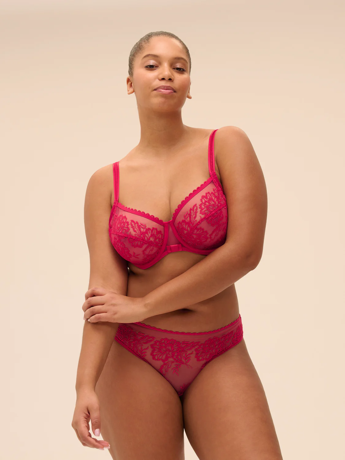 Soutien-gorge avec armatures décolleté carré - Cranberry - Image 4