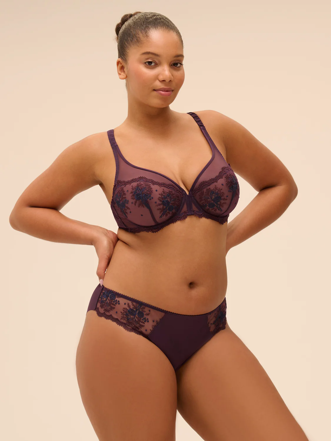 Soutien-gorge avec armatures décolleté plongeant - Figue - Image 11