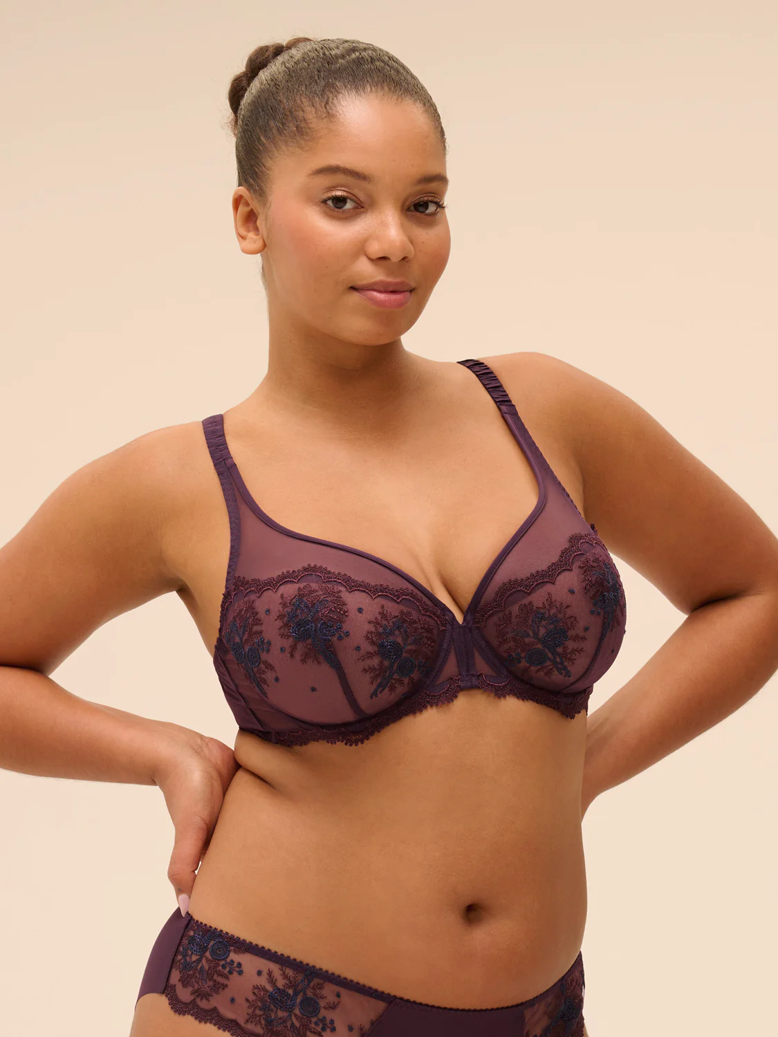 Soutien-gorge avec armatures décolleté plongeant - Figue - Image 7