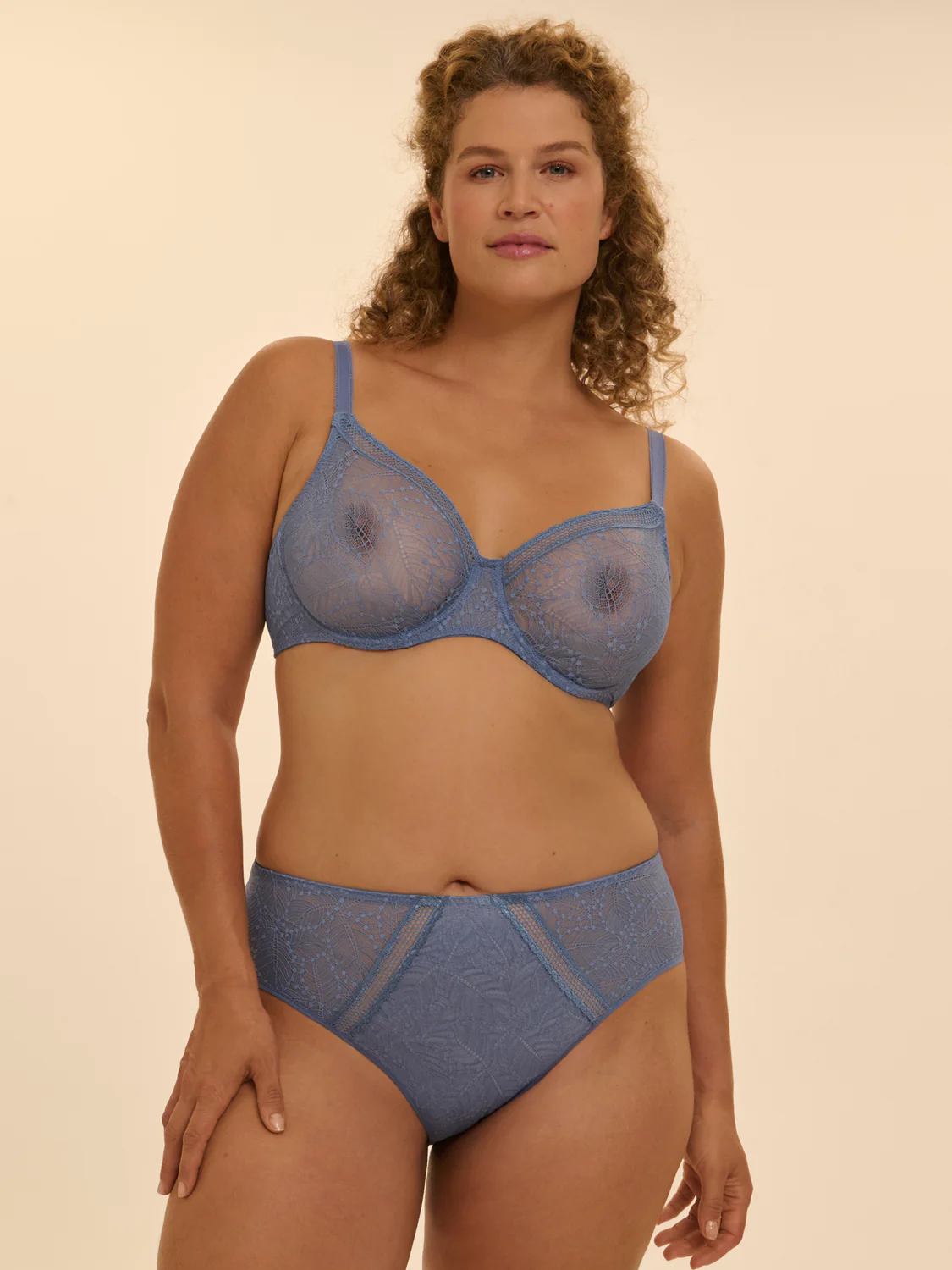 Soutien-gorge avec armatures moulé décolleté plongeant - Bleu Chambray - Image 12