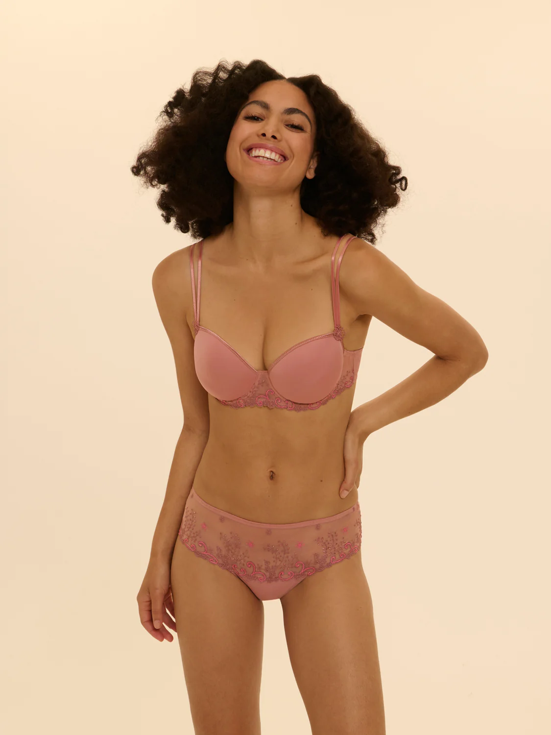 Soutien-gorge décolleté carré en spacer 3D - Rose Fumé - Image 4