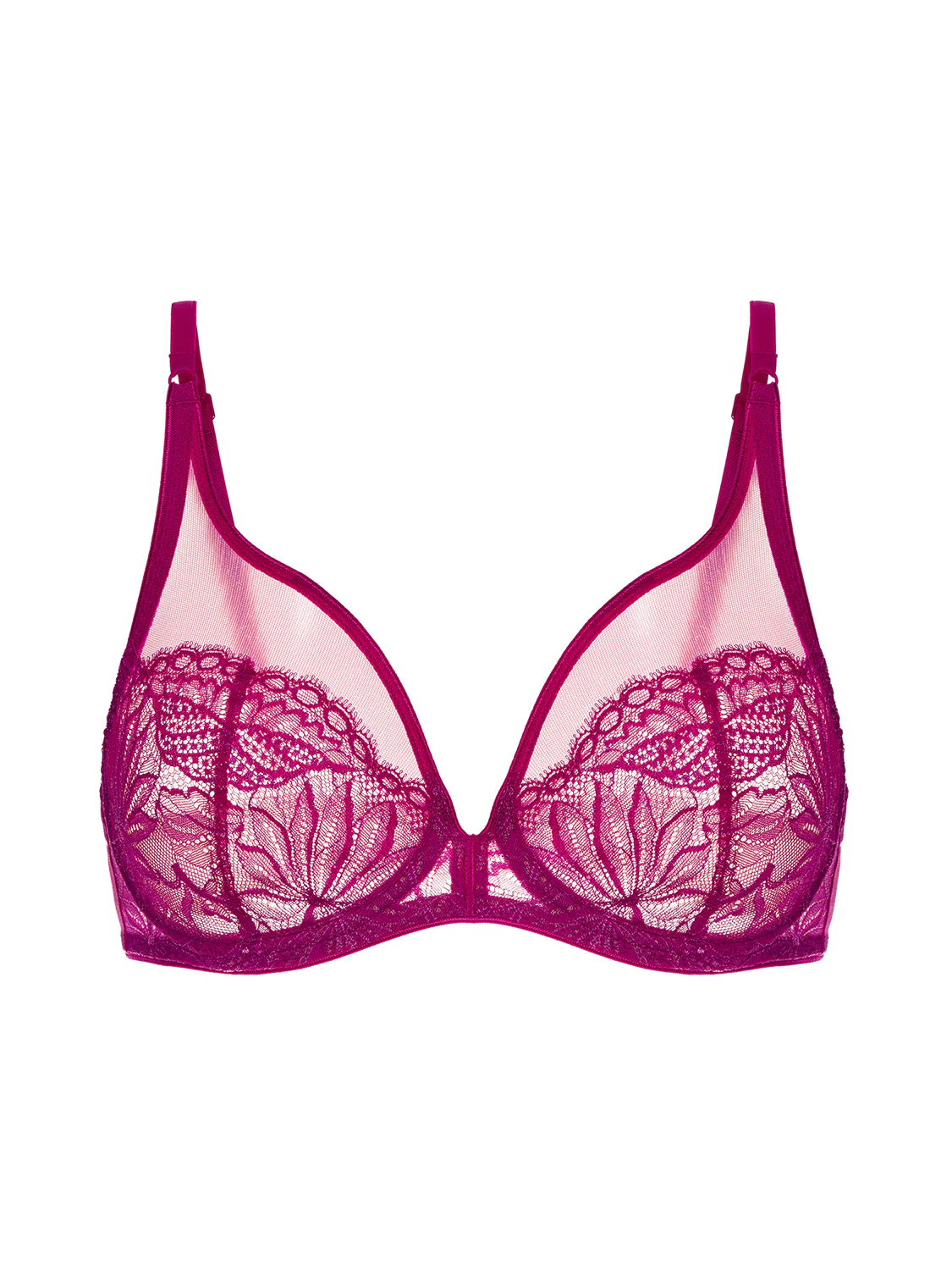 Soutien-gorge triangle emboitant décolleté plongeant - Framboise - Image 3