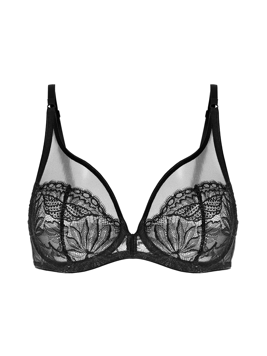 Soutien-gorge triangle emboitant décolleté plongeant - Noir - Image 3