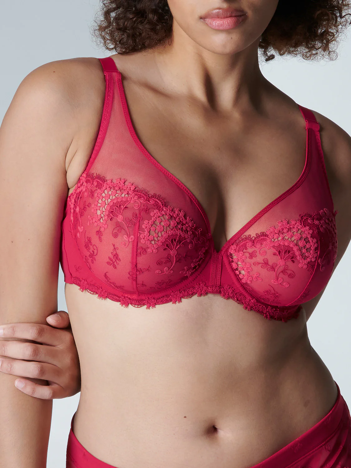 Soutien-gorge triangle emboitant décolleté plongeant - Rubis/rose - Image 3